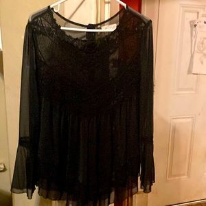 Altered state swing top lace top, flowy, bell sleeves size large